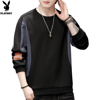 PLAYBOY Mens fall ribbed embroidery fashion trend hoodie