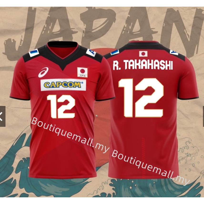 เสื้อกีฬาแขนสั้น ลายทีมวอลเลย์บอล CAPCOM สไตล์ญี่ปุ่น สําหรับผู้ชาย 2022