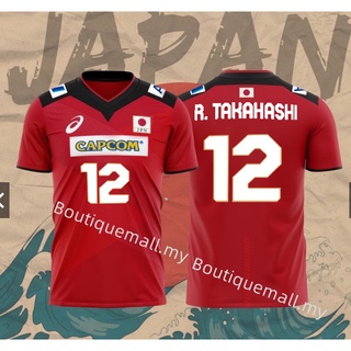 เสื้อกีฬาแขนสั้น ลายทีมวอลเลย์บอล CAPCOM สไตล์ญี่ปุ่น สําหรับผู้ชาย 2022