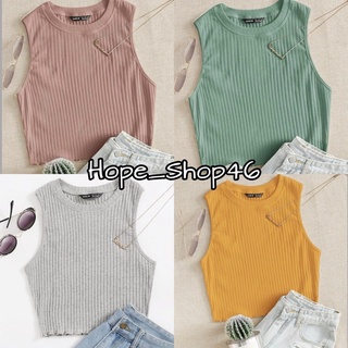 HopeS พร้อมส่ง 🥞 เสื้อครอปแขนกุดแต่งขอบหยักๆ มี4สี