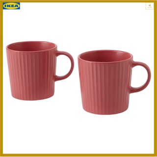 แก้ว แก้วมัค ทำจากสโตนแวร์ สีชมพูเข้ม ขนาด 300 มล. 2 ใบ KEJSERLIG เชเซียลิก (IKEA)