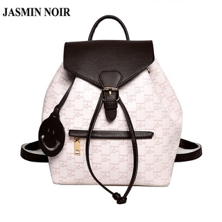 Jasmin NOIR กระเป๋าเป้สะพายหลัง กระเป๋านักเรียน หนัง PU พิมพ์ลายตัวอักษร สําหรับผู้หญิง