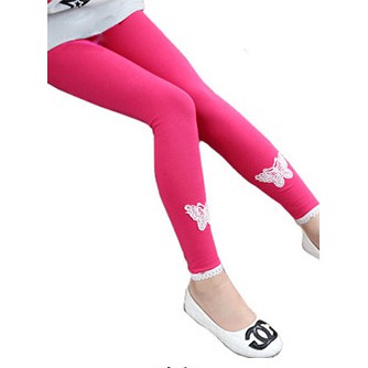 กางเกงเลคกิ้งเด็ก  ตกแต่งผีเสื้อที่ปลายขา กางเกงขายาวเด็ก ผ้าCotton 100% พร้อมส่งร้านไทย - รูปที่ 2
