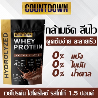 📌เวย์โปรตีน ไฮโดรไลเซท 👊COUNTDOWN เวย์ไฮโดรไลซ์ รสโกโก้ โปรตีน 43 g. เพิ่มกล้ามเนื้อ แพ้นมวัวทานได้ | 1.5 ปอนด์