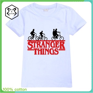 เสื้อยืดขายดีที่สุด Summer 2022 Hot Sale New Stranger Things Short Sleeve Boys and Girls Casual T-shirts 100% Cotton