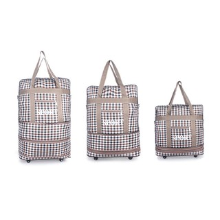 Value Luggages กระเป๋าเดินทางพับได้ 3 ชั้นมีล้อลาก57 x 39 x 27 cm.รุ่นVBL-024 (ลายสก็อตไซด์เล็ก) ซื้อมาแถมไป..ฟรีๆๆๆ สาย