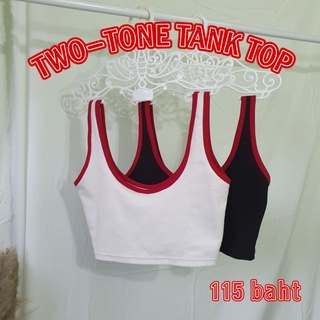 🎈two-tone tank top🎈เสื้อกล้ามครอป ทูโทน ผ้าร่องRIB