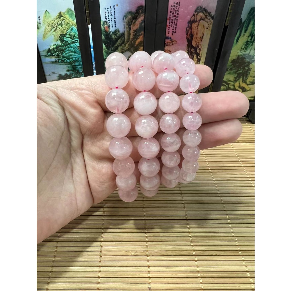 ธรรมชาติเหมืองเก่า มาดากัสการ์ กุหลาบควอตซ์สร้อยข้อมือ 天然老 马达加斯加粉คริสตัล手