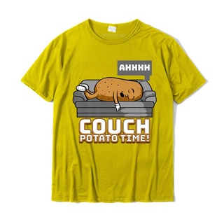 เสื้อยืดผ้าฝ้าย เสื้อยืดท็อป พรีเมี่ยม พิมพ์ลาย Ahhh Couch Potato Time สําหรับตกแต่งบ้าน