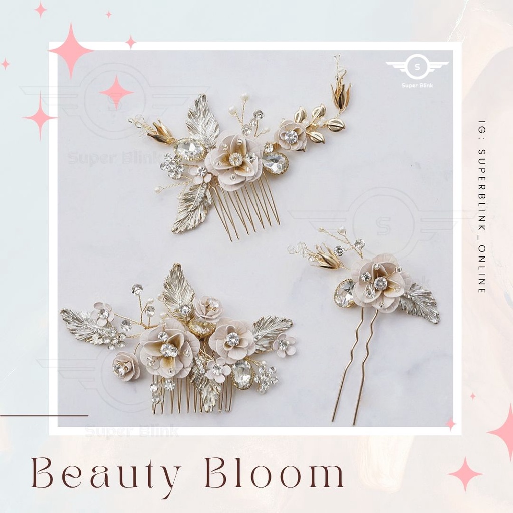 Beauty Bloom หวีสับดอกไม้ วินเทจ เครื่องประดับผม ปิ่นปักผม