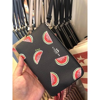 พร้อมส่ง แท้ 🇺🇸 100% New Coach คล้องมือ 1 ซิป S รุ่น CORNER ZIP WRISTLET WITH WATERMELON PRINT (COACH 3282)