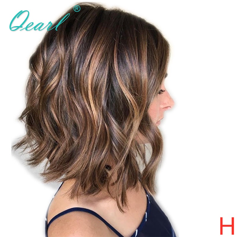 Ready StockShort Bob Women Wigs Human Hair Lace Front Wig Brown Blonde ...