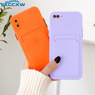 iPhone 6 6S 7 8 Plus เคสหรูหรา กระเป๋าสตางค์ซิลิโคน กระเป๋าใส่บัตร ช่องใส่บัตร เคสโทรศัพท์ บางนุ่ม TPU ฝาหลัง