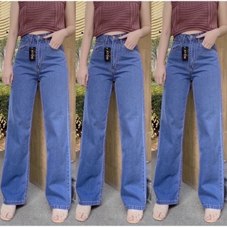 TwiceJeans กางเกงยีนส์ ทรงกระบอก เอวสูง ยีนส์เรียบ สียีนส์อ่อน