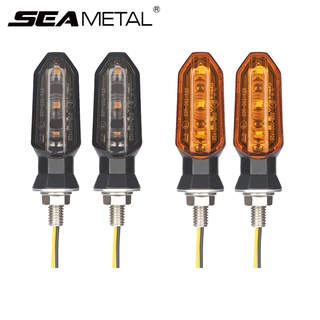 Seametal ไฟเลี้ยว LED 12V 8 มม. สําหรับรถจักรยานยนต์ 2 ชิ้น