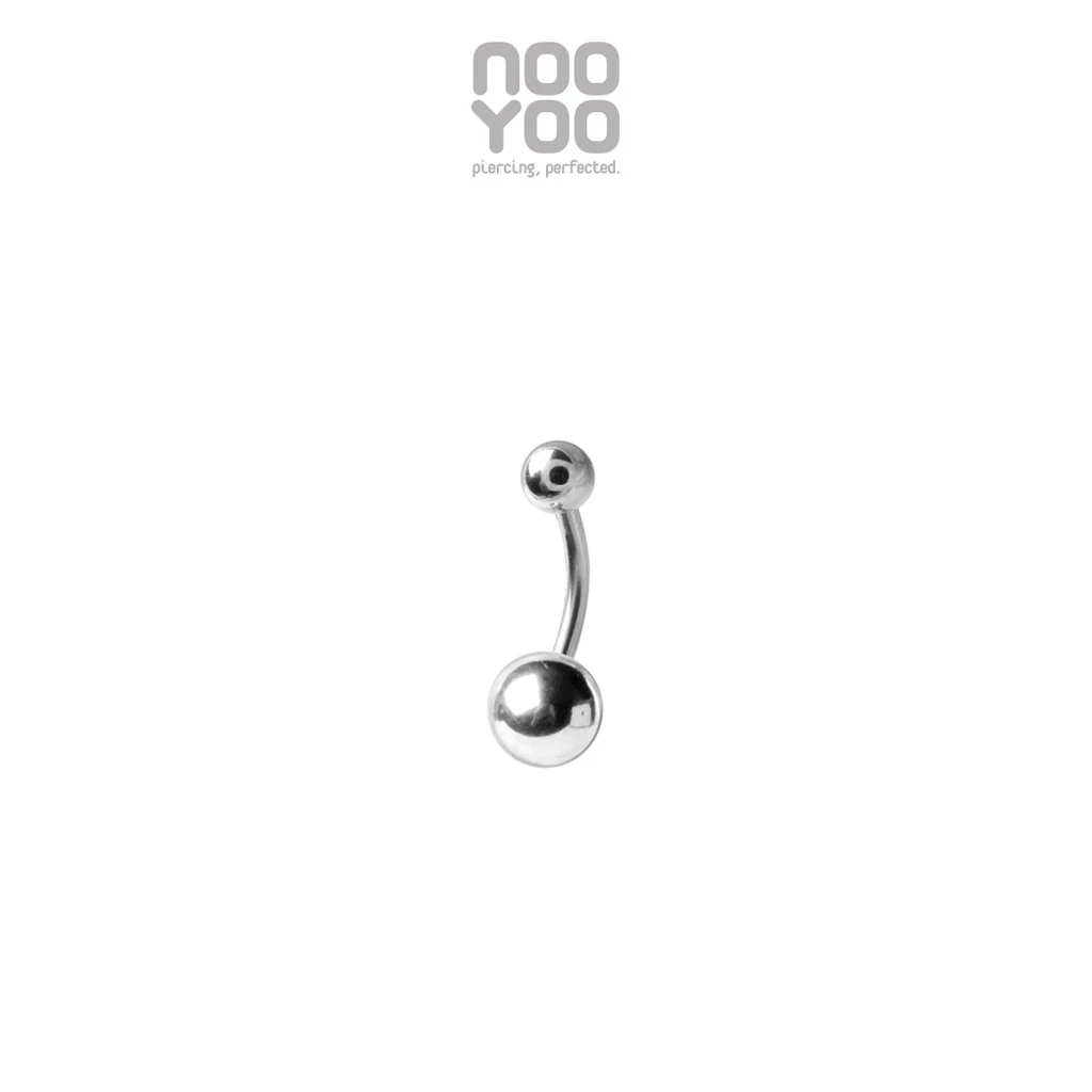 NooYoo จิวสะดือสำหรับผิวแพ้ง่าย Plain Banana Surgical Steel (สีขาว/สีดำ)