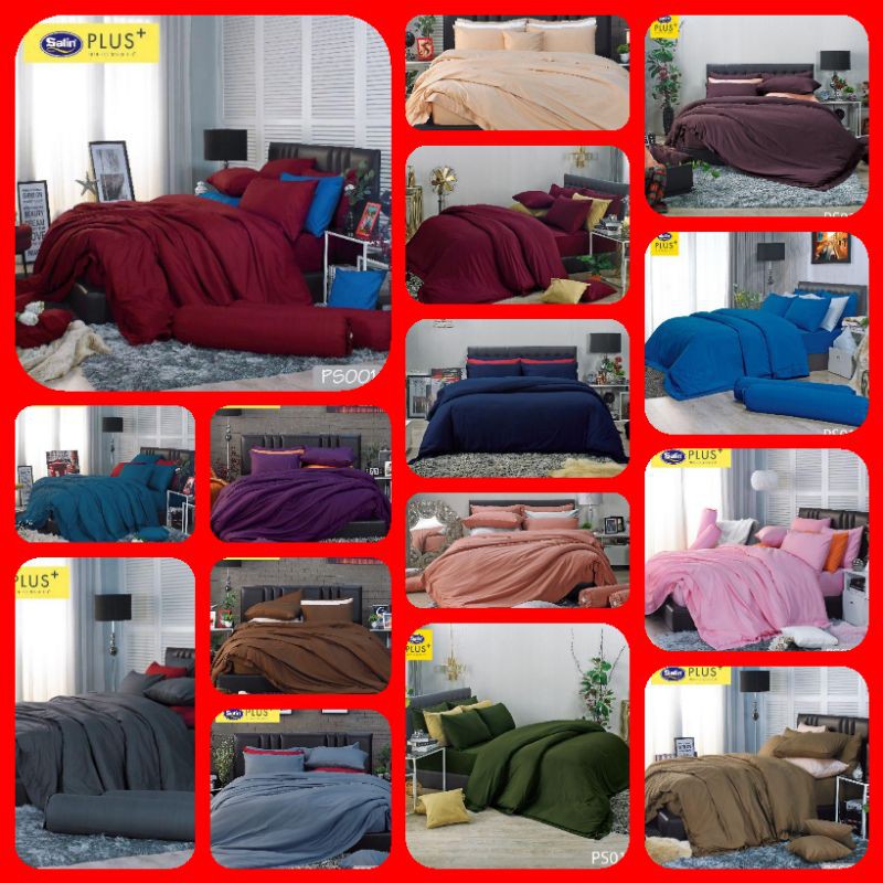 ⚠️❗Flash sale🔥ชุดผ้าปูผ้านวม ของ ซาติน 6 ฟุต หรือ 5 ฟุต  สีพื้น satin ของแท้ 100%