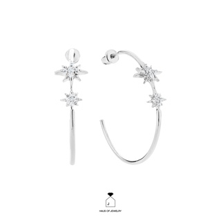 Haus of Jewelry CELESTIAL HOOP EARRINGS ต่างหูเงินแท้ ประดับเพชรคิวบิกเซอร์โคเนีย (Cubic Zirconia)