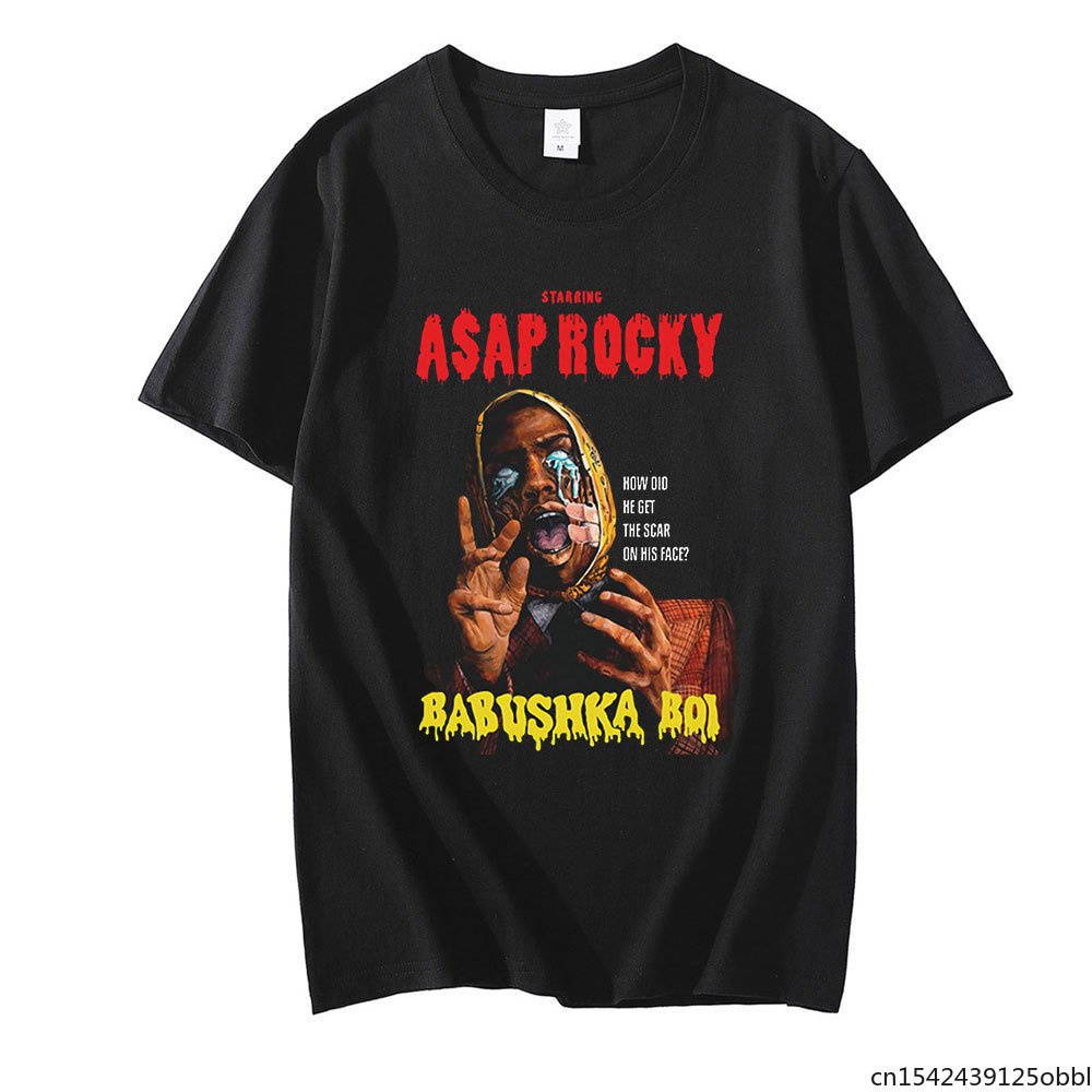 【Hot】Asap Rocky 90S Graphic Print Men T Shirts 2022 Summer New Hip Hop Short Sleeveloose Couple O-Ne