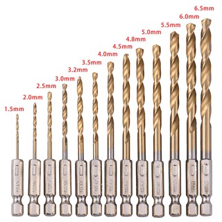 ชุดดอกสว่าน เคลือบไทเทเนียม HSS ก้านหกเหลี่ยม เปลี่ยนได้อย่างรวดเร็ว R 13 ชิ้น