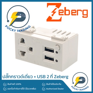 Zeberg ปลั๊กกราวด์เดี่ยว + USB 2 ที่ รุ่น ZBG 1072