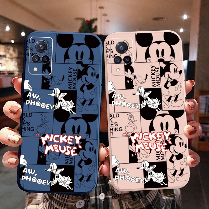 เคสซิลิโคนนิ่ม ขอบตรง ลายมิกกี้เมาส์ สําหรับ VIVO Y02S Y21 Y1S Y91C Y11S Y50 Y30 Y20 Y52 Y72 Y3S Y12
