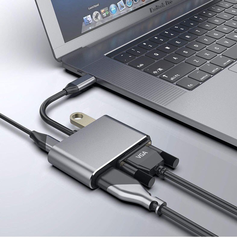 USB C to HDMI Adapter 4K 4 in 1 Type-C to HDMI / VGA / USB 3.0 Port + USB C Female Port Converter #7