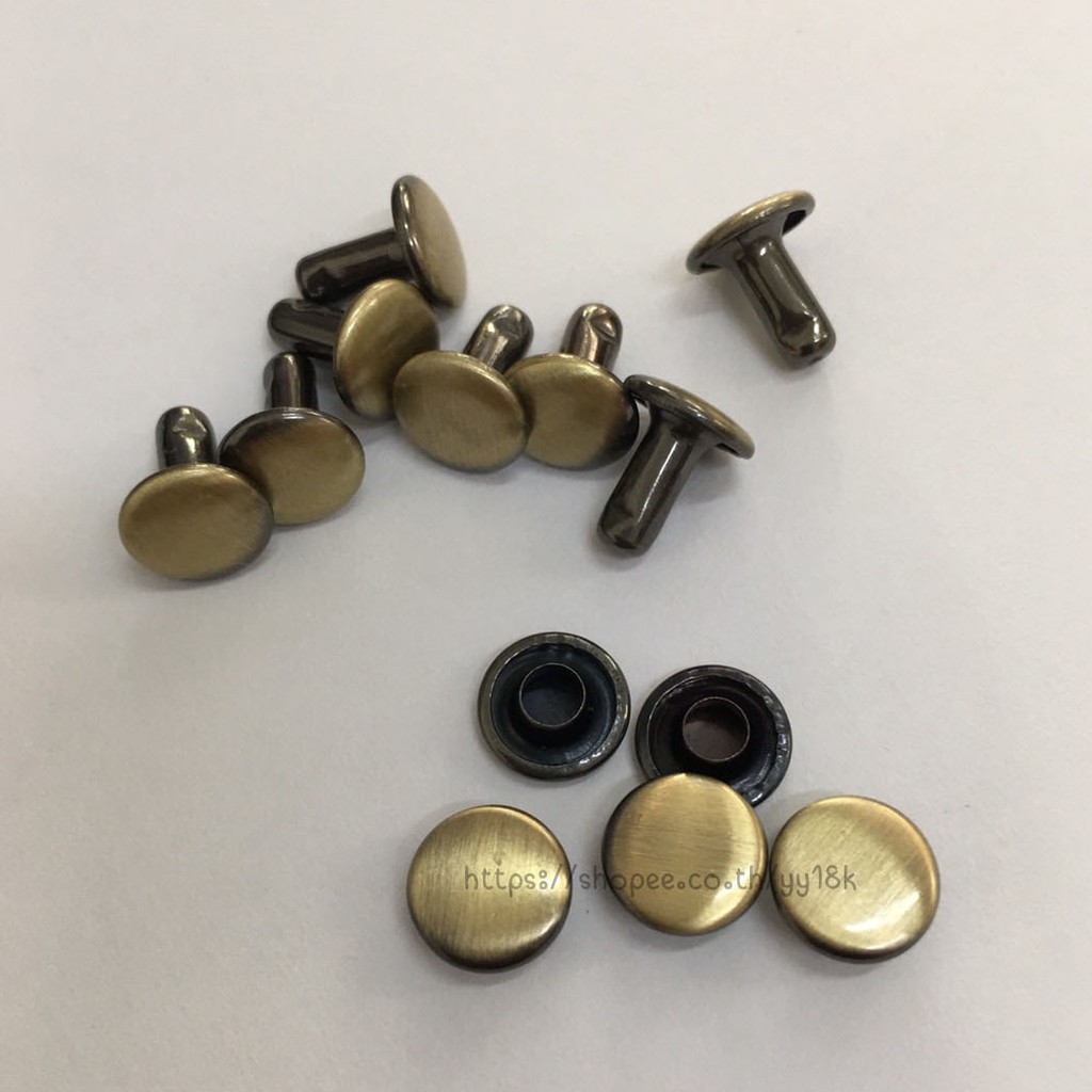 (สินค้าพร้อมส่ง) หมุดย้ำ หมุดตอก 2หน้า สีเหลืองปัด