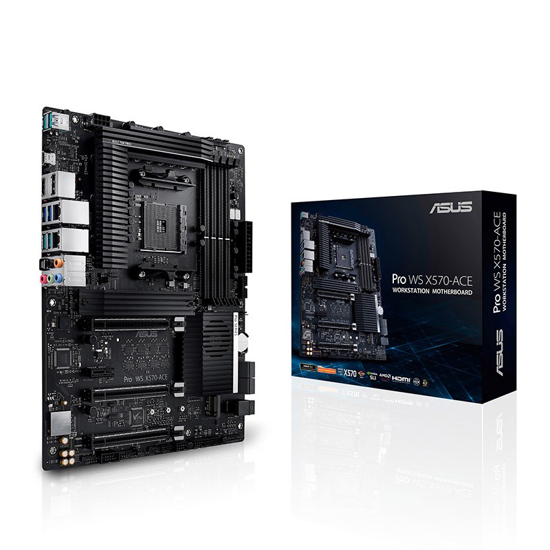 ASUS Pro WS X570-ACE AMD AM4 X570 ATX workstation motherboard with 3 PCIe 4.0 x16, Dual Realtek and 