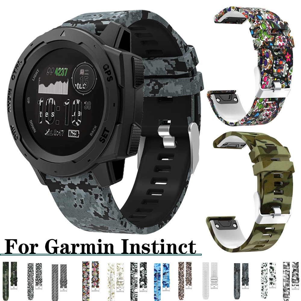 สายนาฬิกาข้อมือซิลิโคน พิมพ์ลาย ปลดเร็ว สำหรับ Garmin Instinct & Instinct