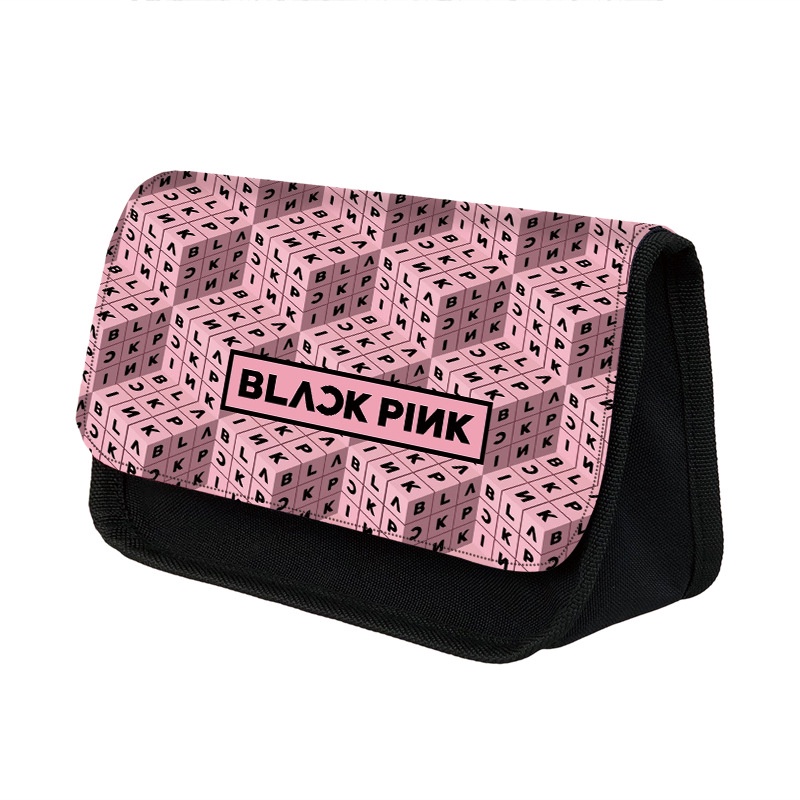 Cool Blackpink กระเป๋าดินสอ โพลีเอสเตอร์ สองชั้น ทรงสามเหลี่ยม ความจุขนาดใหญ่ สไตล์เกาหลี ใหม่