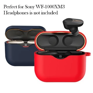 (มีให้เลือก 3 สี)WF-1000XM3 Silicone Case Cover , Portable Carrying Silicone case, Full Body Protection case with Carabiner, Anti-Lost & Shockproof case Cover for Sony WF-1000XM3
