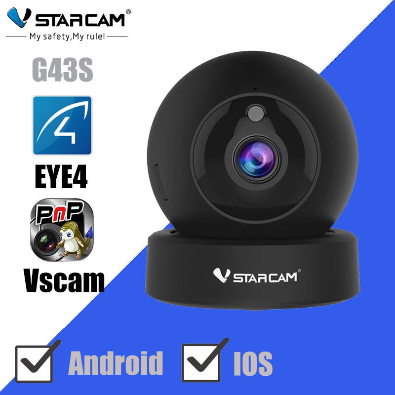 VStarcam กล้องวงจรปิดภายในอาคาร 1080P รุ่น G43S ความละเอียด 2 ล้านพิกเซล Full HD มุมมองกล้อง เลนส์กล้อง 4.0mm WiFi ในตัว