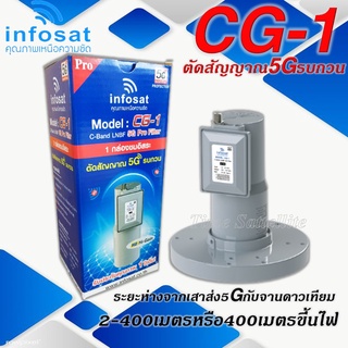 หัวรับสัญญาณดาวเทียม infosat LNB C-Band 5G filter 1จุด รุ่น CG-1(กรณี ระยะห่างเสาส่ง 5G กับจานดาวเทียม 2-400 เมตร)