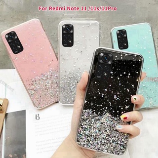 เคสโทรศัพท์ซิลิโคน TPU แบบนิ่ม กันกระแทก ประดับกลิตเตอร์ สําหรับ Xiaomi Redmi Note 11 11s Note11 10 Pro