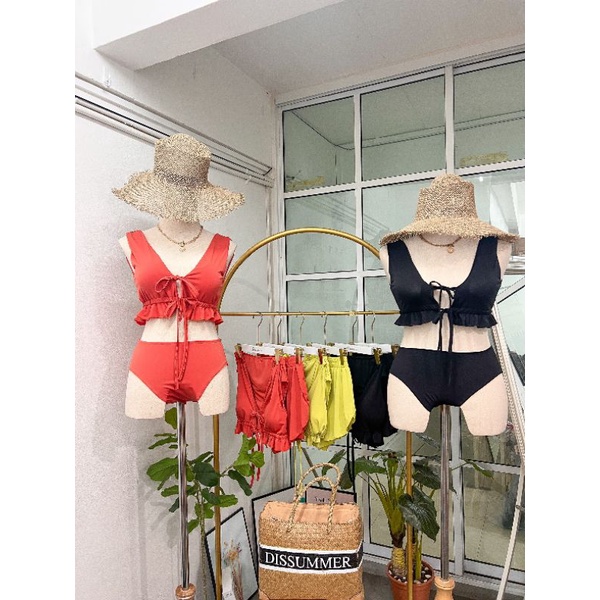 Dis Summer Fruity เซตชุดว่ายน้ำบิกินี่ มาพร้อมกางเกงขาสั้น สีพื้น มี 3 ...