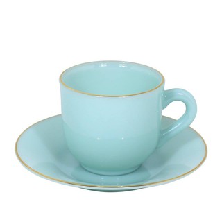 PEARL แก้วเนื้อมุก CV 60 - ถ้วยคัพสีเขียวครามพร้อมจานรอง (Verdegris cup with saucer)