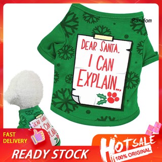 ♦RAN♦Christmas Pet Puppy Cat Dog Clothes Cute Costume Letters Printed T-shirt Apparel