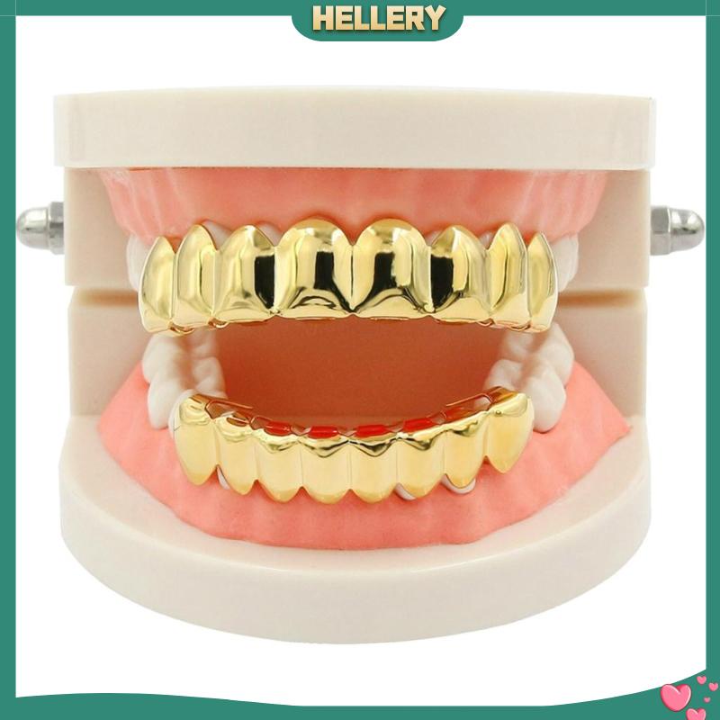 18K Gold Plated 8 Top Mouth Teeth Grills for Men Women Hip Hop Jewelry ...