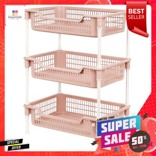 ชั้นวางของพลาสติก 3 ชั้น API ECO FRIENDLY สีชมพูFREESTANDING SHELVING UNIT API ECO FRIENDLY PINK 3-TIER