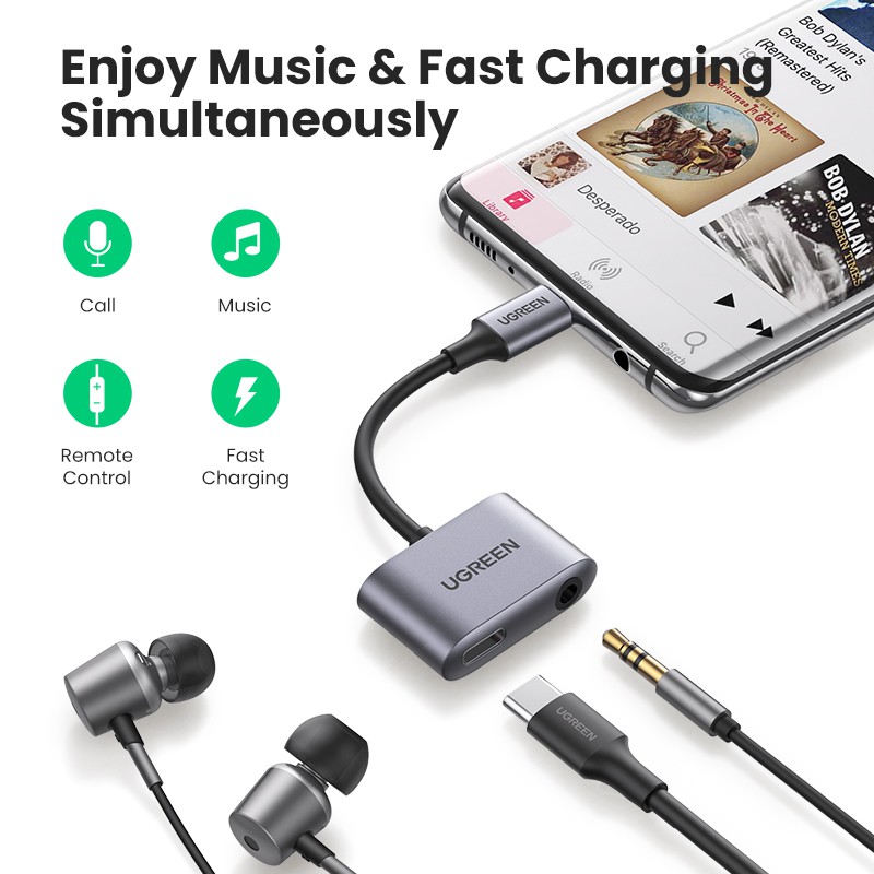 Ugreen 2 In 1 อะแดปเตอร์ Usb C To 3 . 5 มม. สําหรับ Samsung Note 10 Note 10 + ipad Pro 2020/2018
