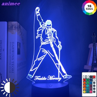 โคมไฟกลางคืน Led 3d รูปนักร้องอังกฤษ Freddie Mercury สําหรับตกแต่งบ้าน ออฟฟิศ