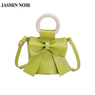 Jasmin NOIR กระเป๋าถือ กระเป๋าสะพายไหล่ หนัง PU ประดับโบว์ แฟชั่นสําหรับสตรี