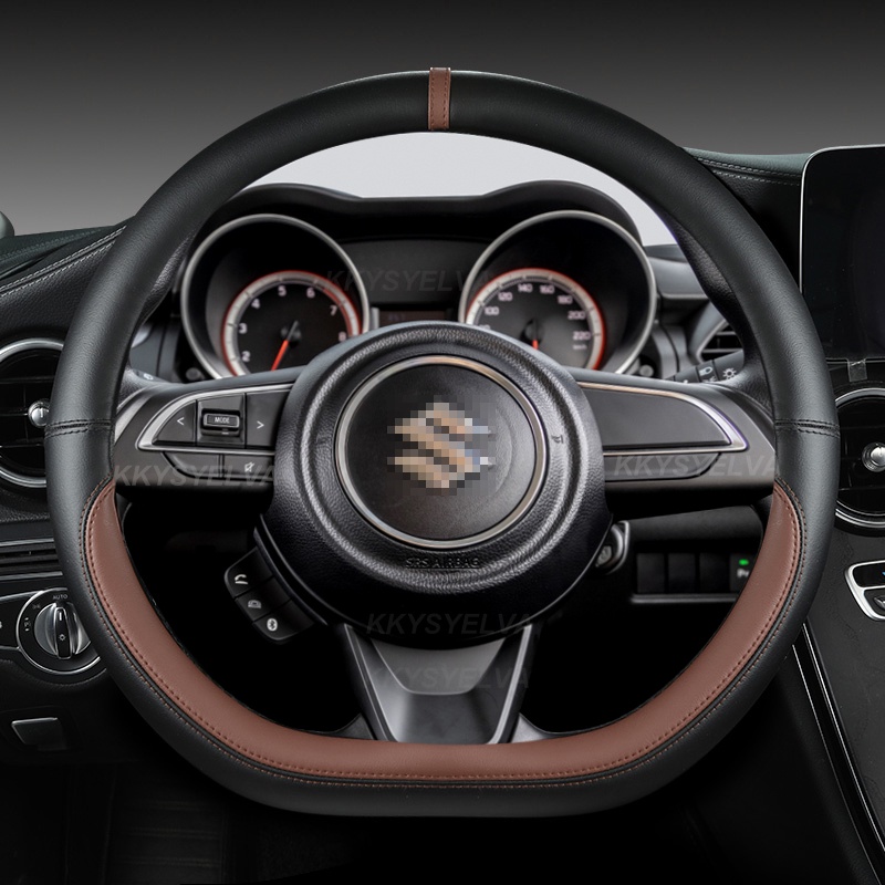 ปลอกหนังหุ้มพวงมาลัยรถยนต์ ไมโครไฟเบอร์ รูปตัว D 38 ซม. อุปกรณ์เสริม สําหรับ Suzuki Swift 2017 2018 2019 2020 2021 2022 - รูปที่ 3