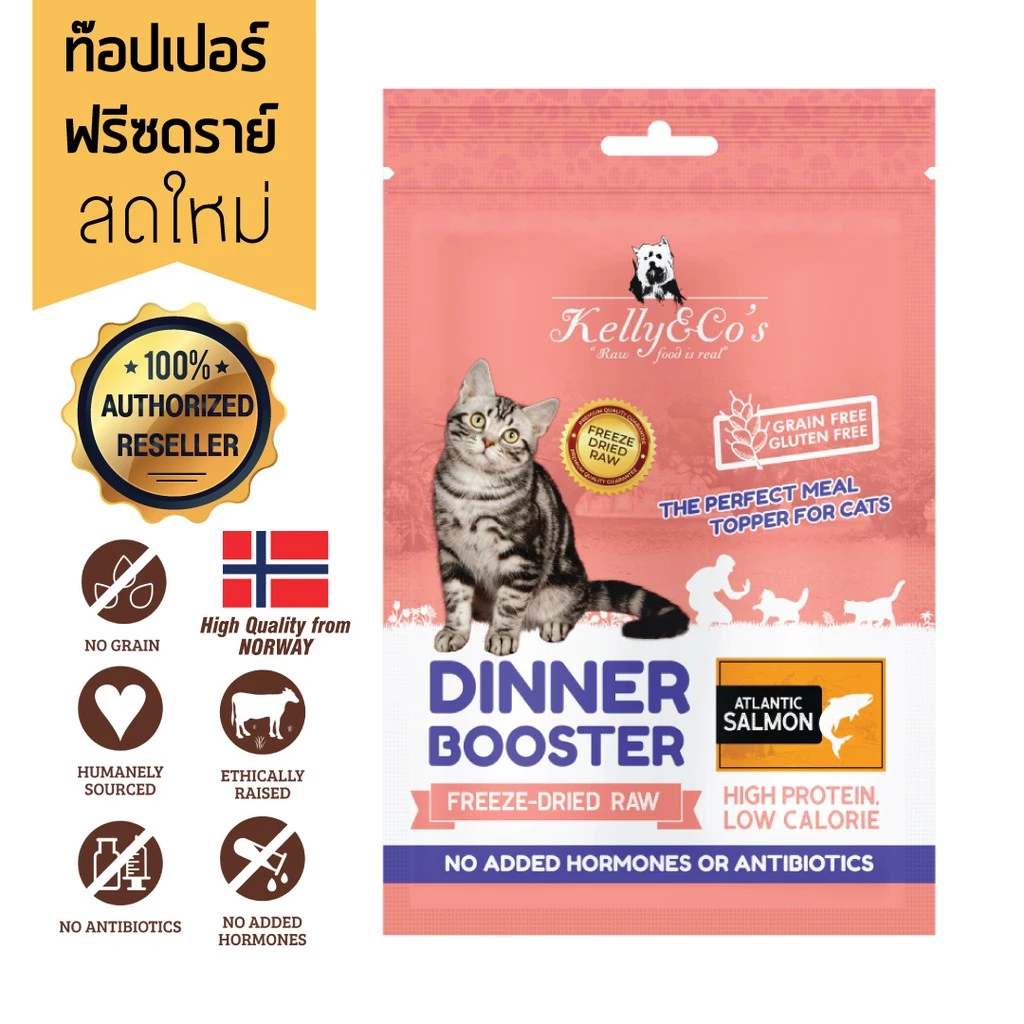 Kelly and Co ผงโปรตีนโรยอาหารแมว สูตรปลาแซลมอน 50 กรัม