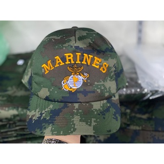 หมวกแก๊ป หมวกแก๊ปลายพราง ทหารเรือ หมวก ปักตรา MARINES