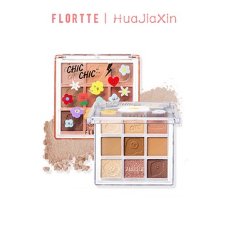 Flortte Flortte อายแชโดว์พาเลท เก้าสี เนื้อแมตต์ ประกายมุก กลิตเตอร์ เอิร์ธโทน สีไวน์แดง