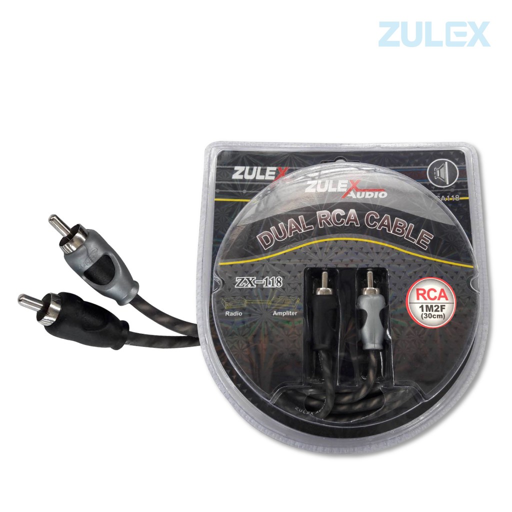 Zulex สายสัญญาณRCA รุ่น ZX-118-1M2Fสายทองแดงแท้เป็นสายถักอย่างดีหัว 6 กลีบ RCA เข้า2ออก2 RCA Audio ย
