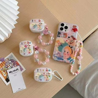 เคสหูฟังบลูทูธ ลายอลิซน่ารัก พร้อมสติกเกอร์พลอย สําหรับ Airpods 3 2 1 Pro 2