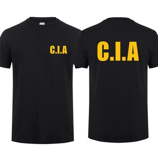 T-shirt  Usa CIA เสื้อยืดลําลอง สําหรับผู้ชาย ผ้าฝ้าย แขนสั้น พิมพ์ลาย QR-020S-5XL